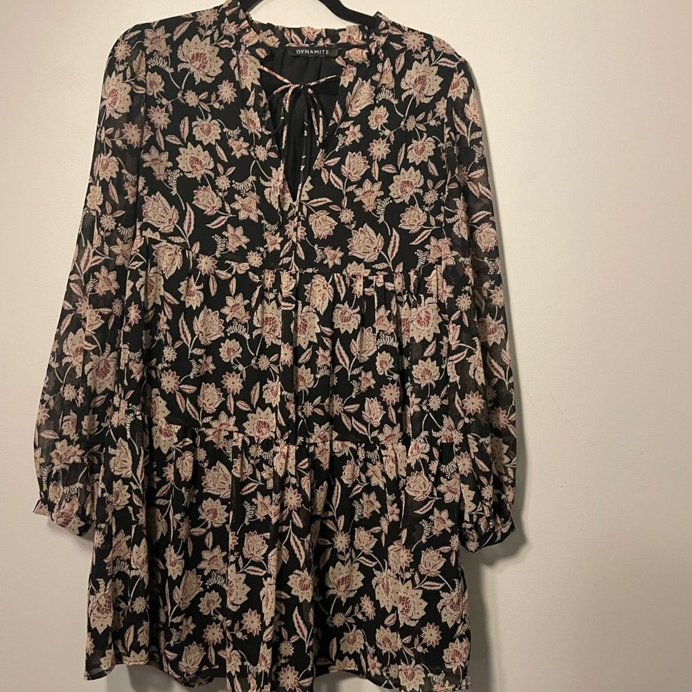 Dynamite Black Floral Dress